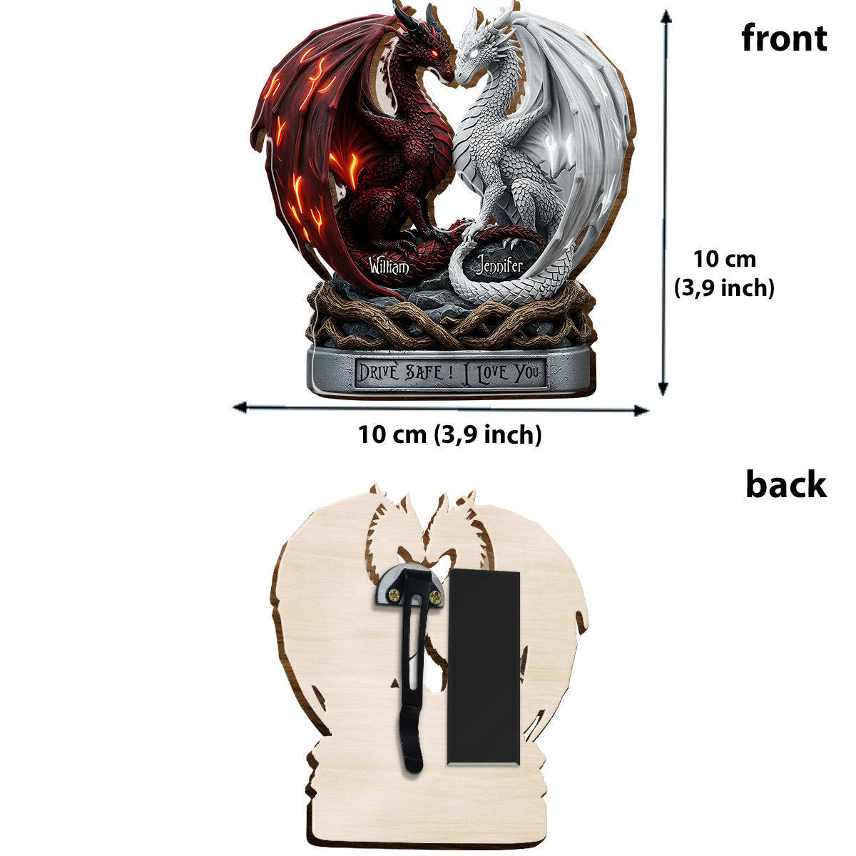 Drive Safe I Love You - Personalized Couple Shaped Car Visor Clip