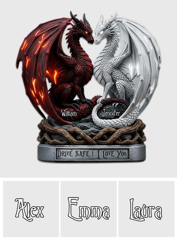 Drive Safe I Love You - Personalized Couple Shaped Car Visor Clip