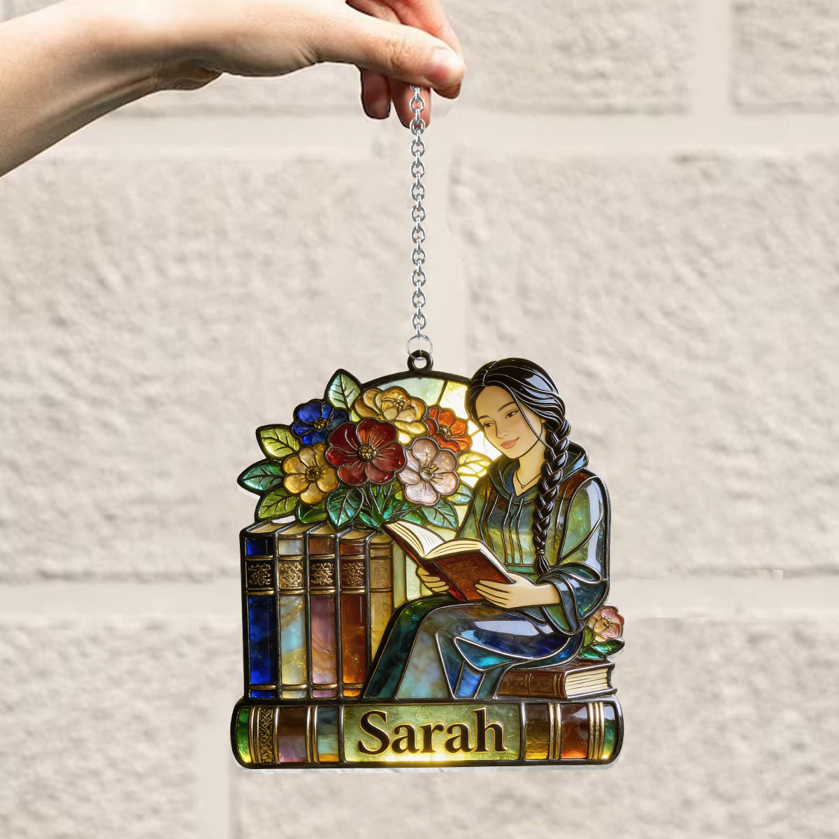 Just A Girl Who Loves Books - Personalized Book Window Hanging Suncatcher Ornament