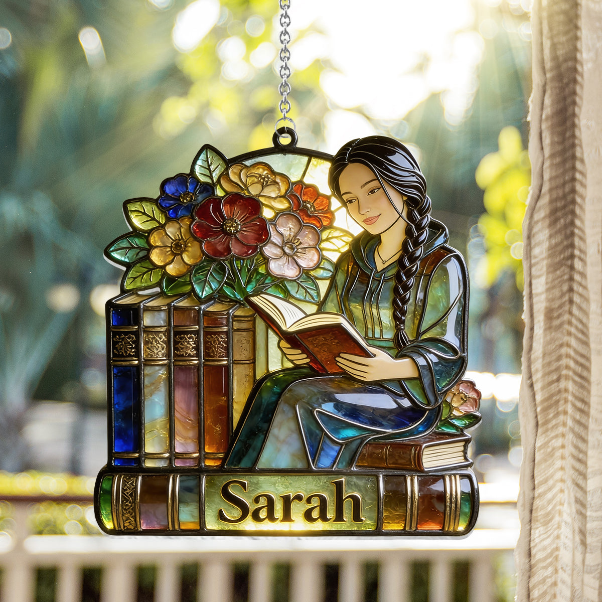 Just A Girl Who Loves Books - Personalized Book Window Hanging Suncatcher Ornament