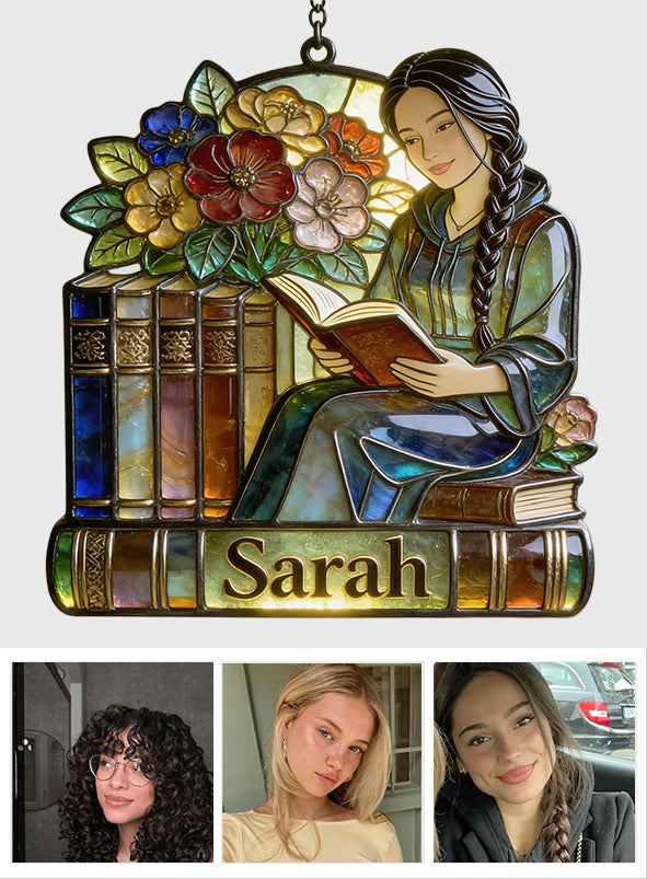 Just A Girl Who Loves Books - Personalized Book Window Hanging Suncatcher Ornament