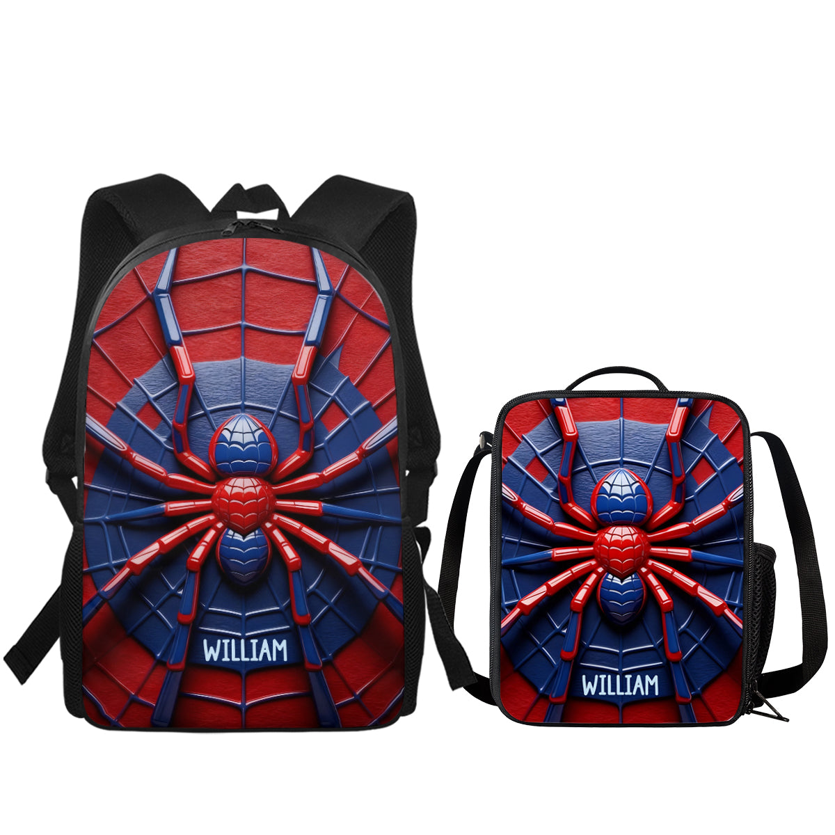 Spider - Personalized Kid Backpack Lunch Bag Pencil Case Set