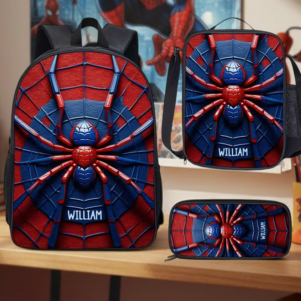 Spider - Personalized Kid Backpack Lunch Bag Pencil Case Set