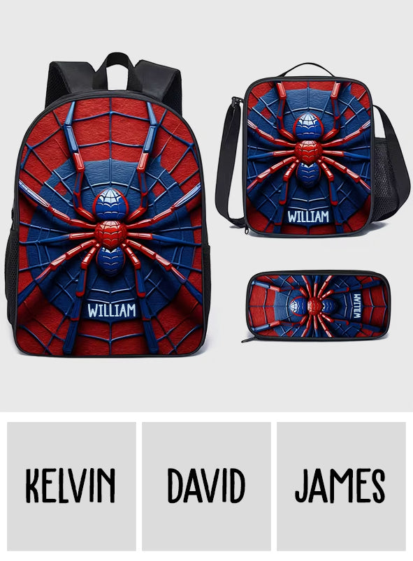 Spider - Personalized Kid Backpack Lunch Bag Pencil Case Set