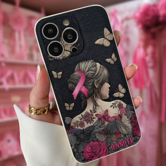 Breast Cancer Awareness - Personalized Breast Cancer Awareness Leather Phone Case