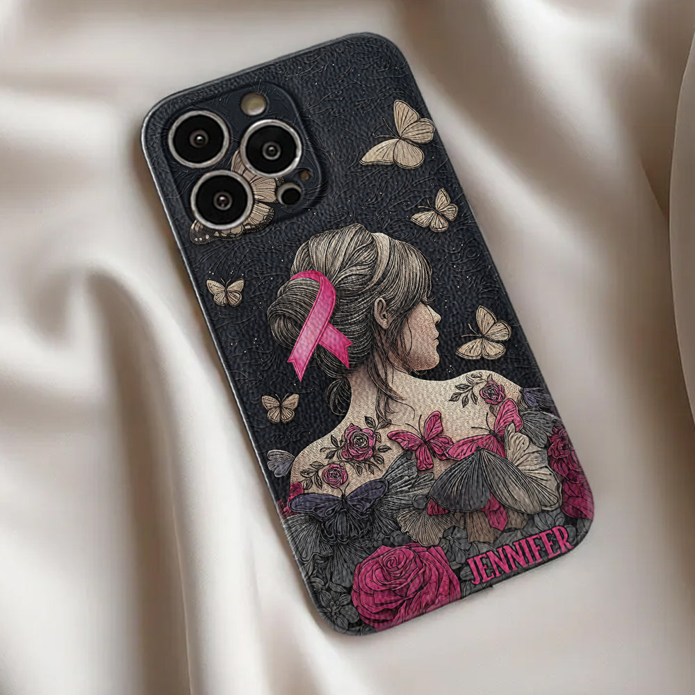 Breast Cancer Awareness - Personalized Breast Cancer Awareness Leather Phone Case