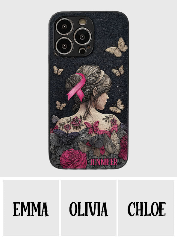 Breast Cancer Awareness - Personalized Breast Cancer Awareness Leather Phone Case