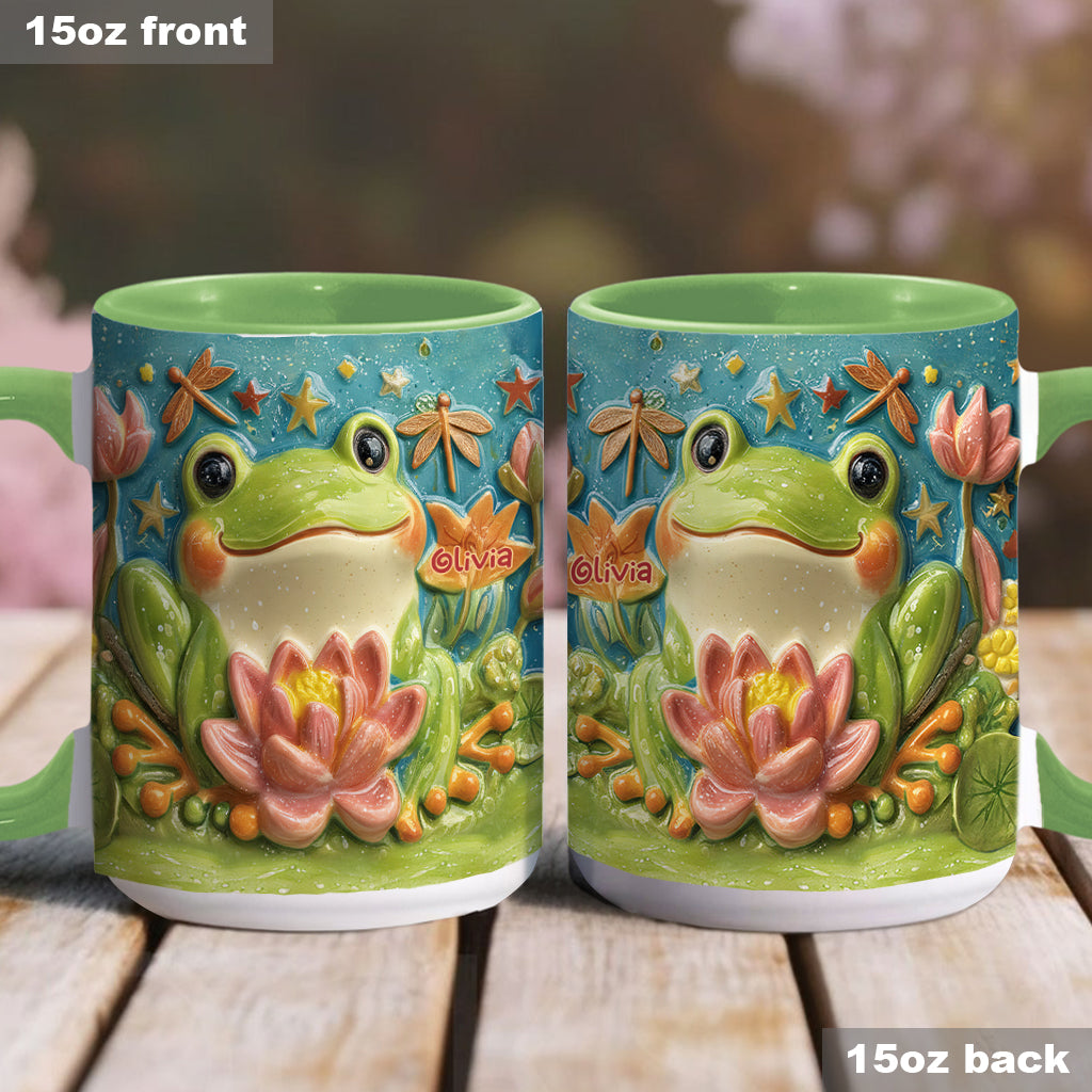 Cute Frog And Lotus - Personalized Frog Accent Mug