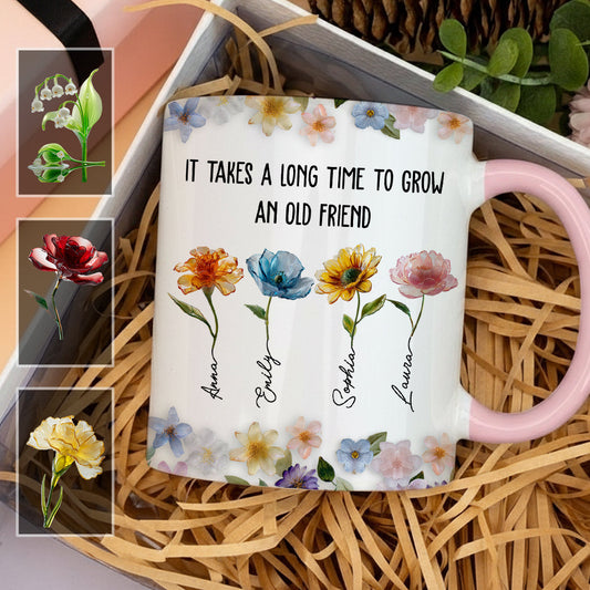 It's Take A Long Time To Grow An Old Friend - Personalized Bestie Accent Mug