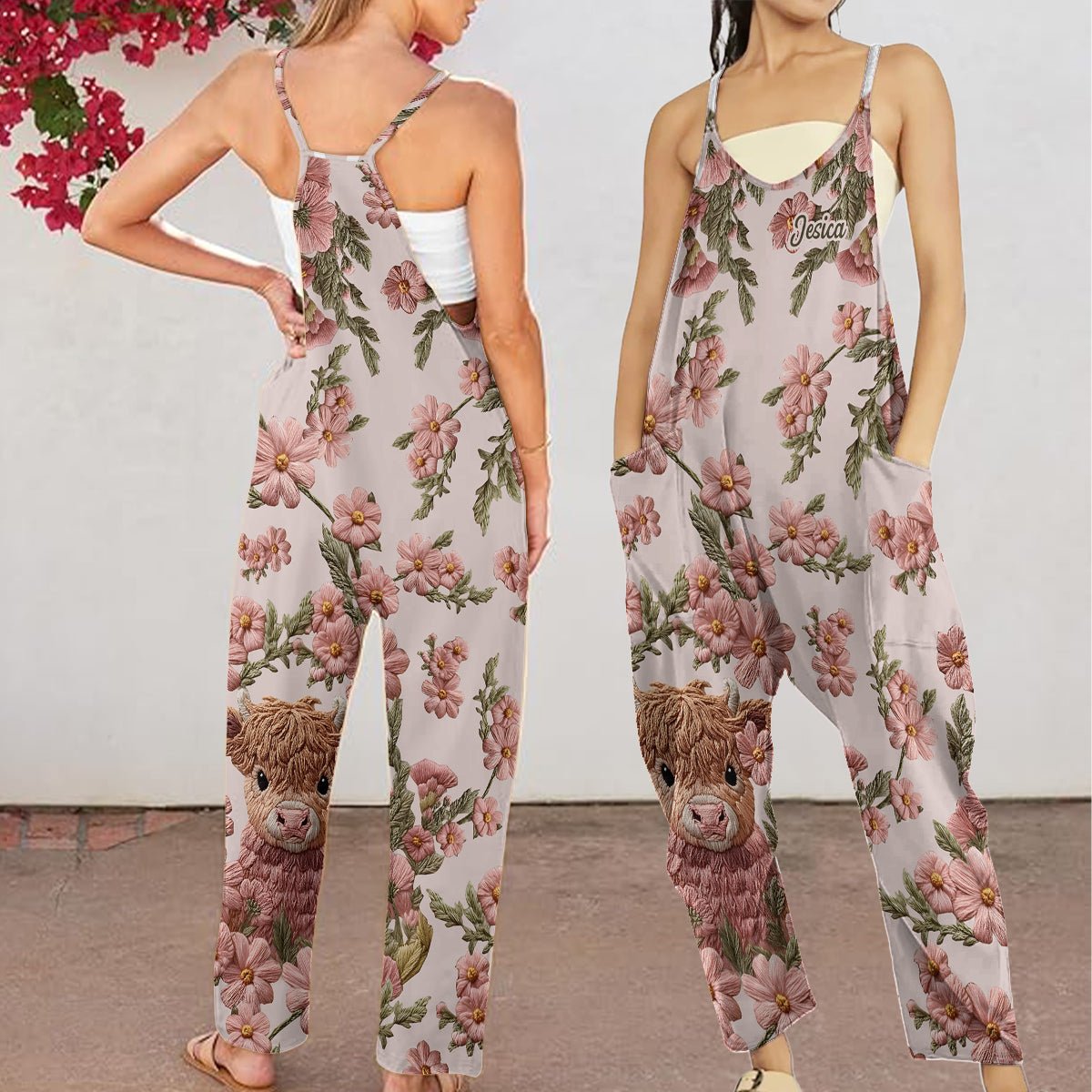 Adorable Highland Cow - Personalized Highland Cow Loose-Fit Overalls/ Rompers