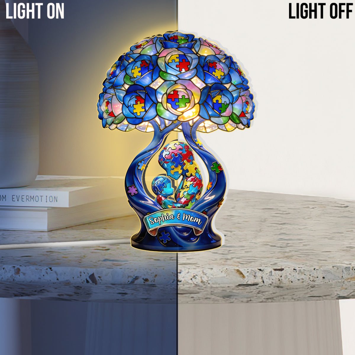 Strong Mama Best Gift For Mom - Personalized Autism Awareness Acrylic LED Night Light