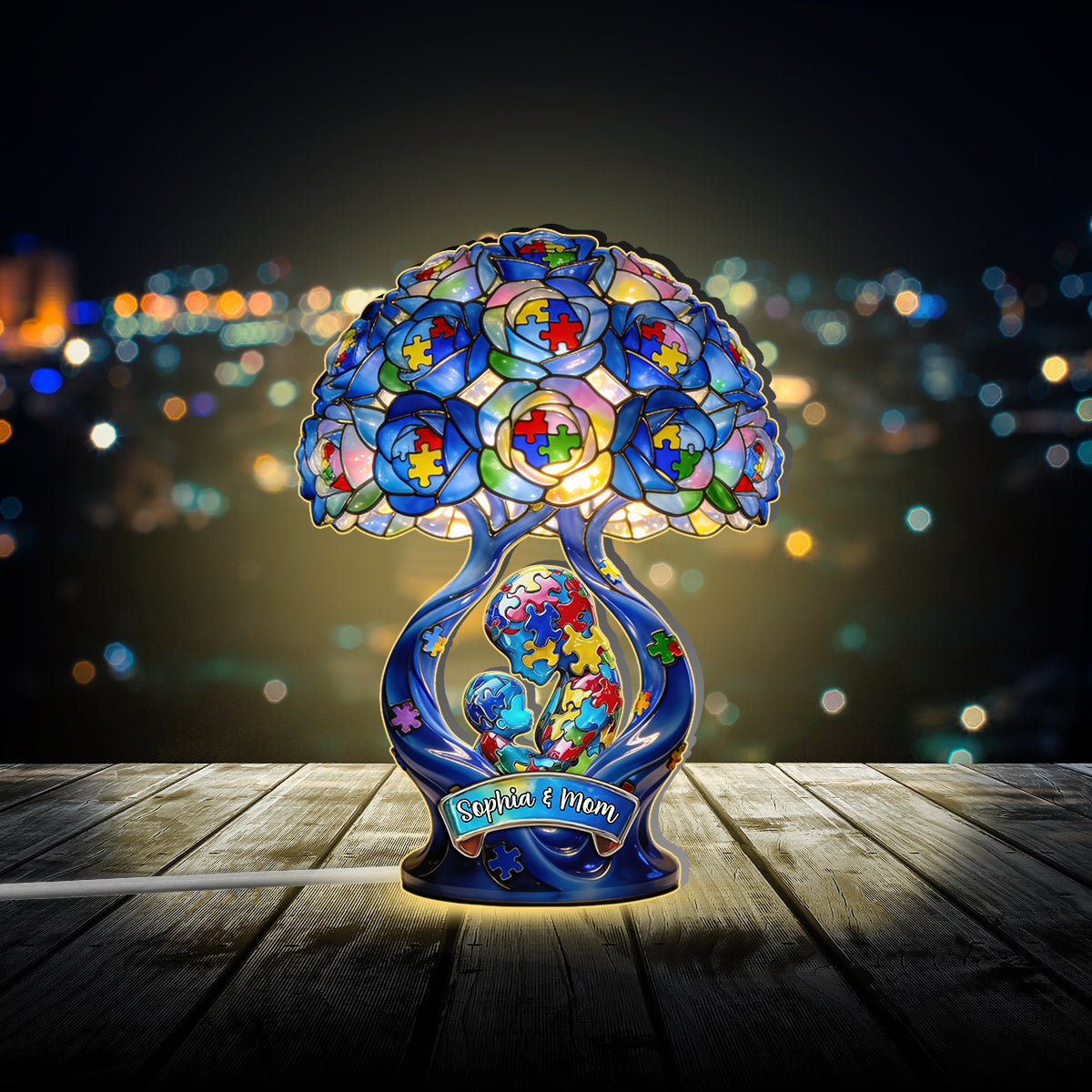 Strong Mama Best Gift For Mom - Personalized Autism Awareness Acrylic LED Night Light