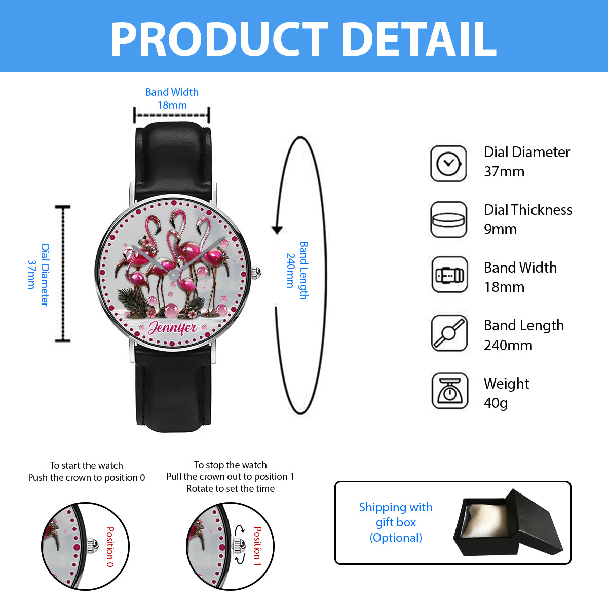 Elegant Flamingo - Personalized Flamingo Hand Watch