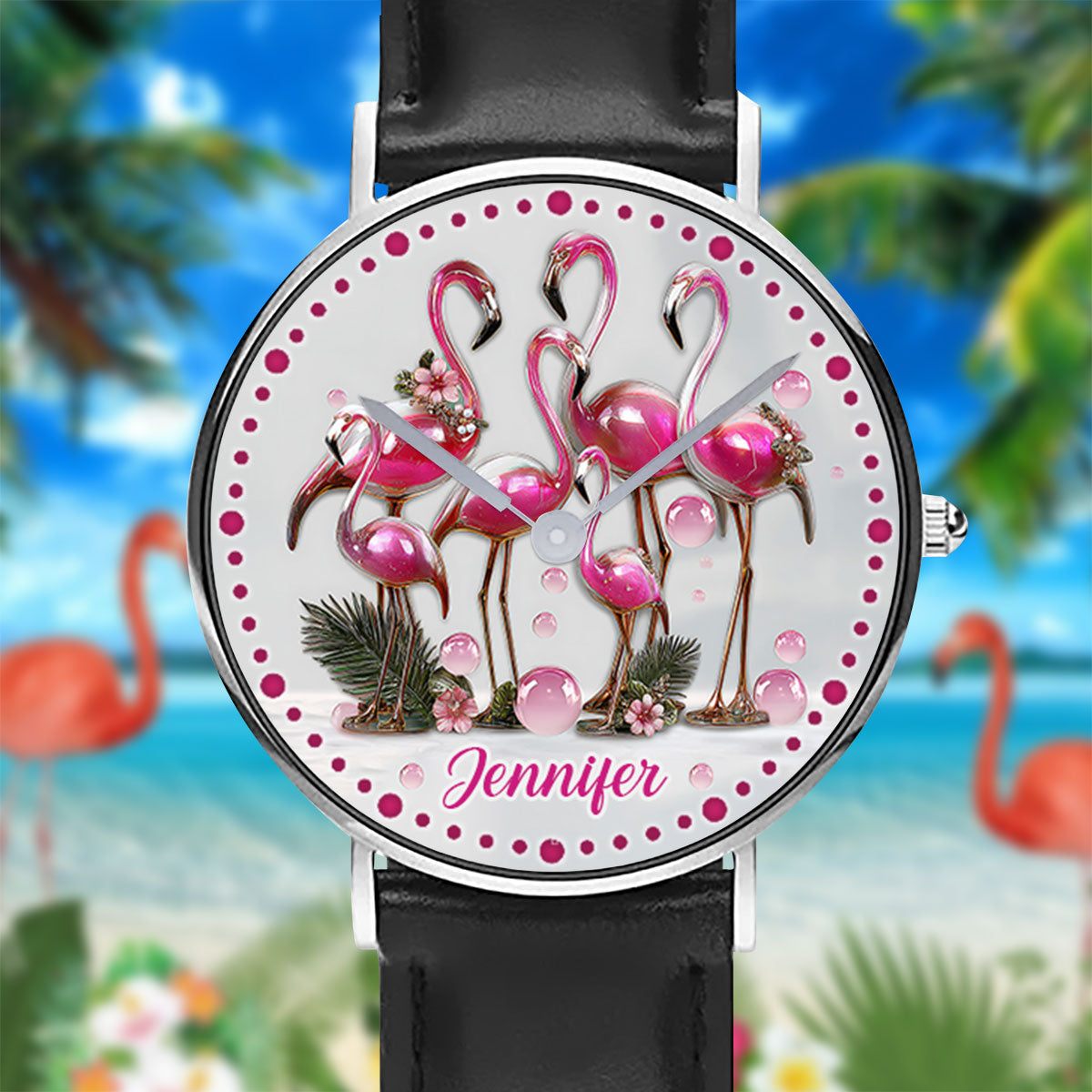 Elegant Flamingo - Personalized Flamingo Hand Watch