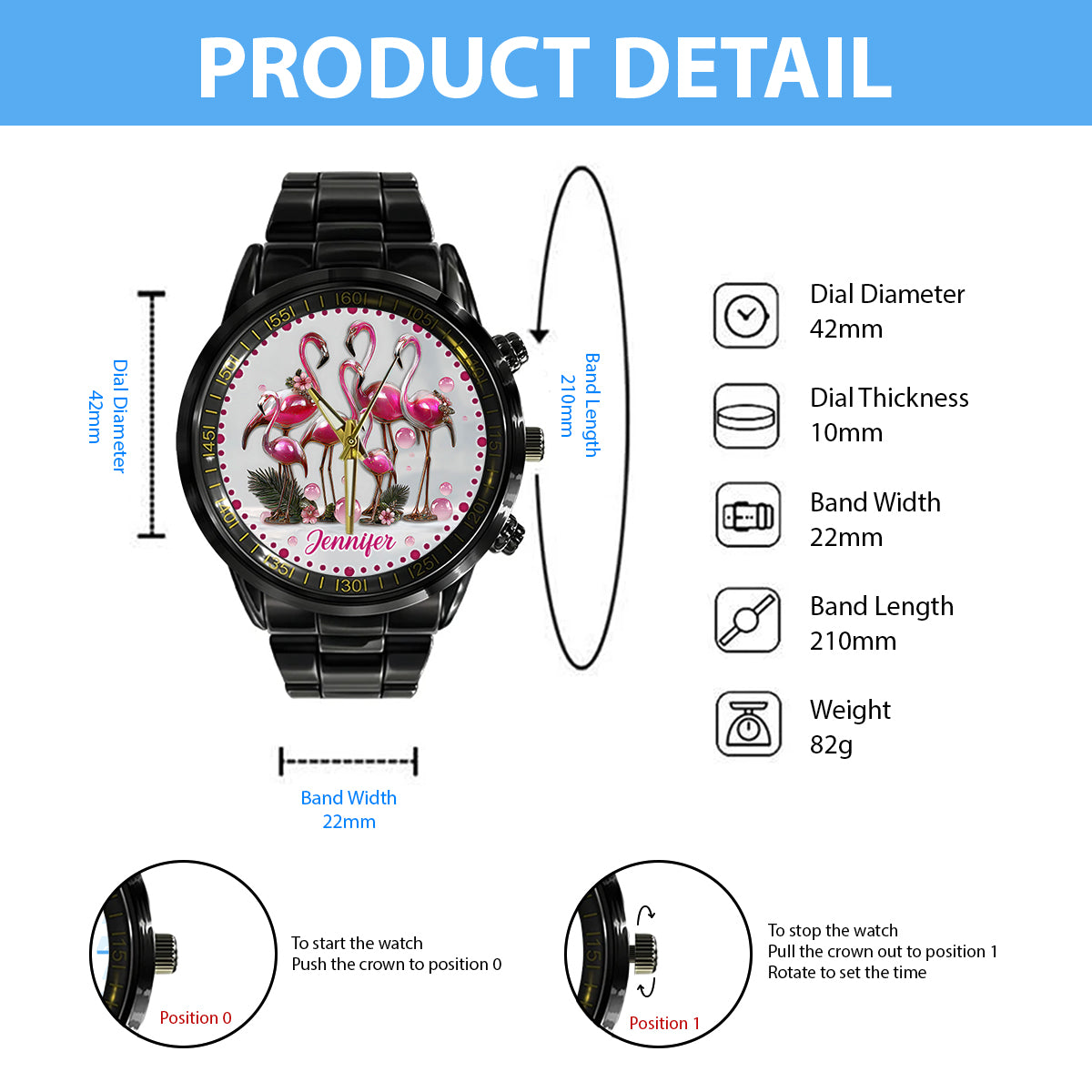 Elegant Flamingo - Personalized Flamingo Hand Watch