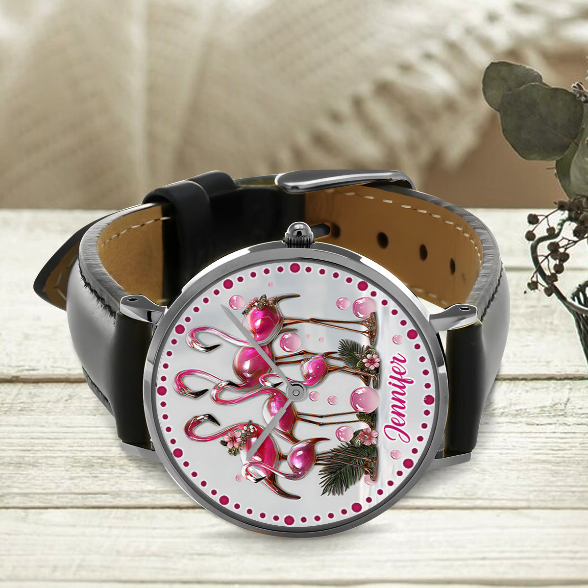 Elegant Flamingo - Personalized Flamingo Hand Watch