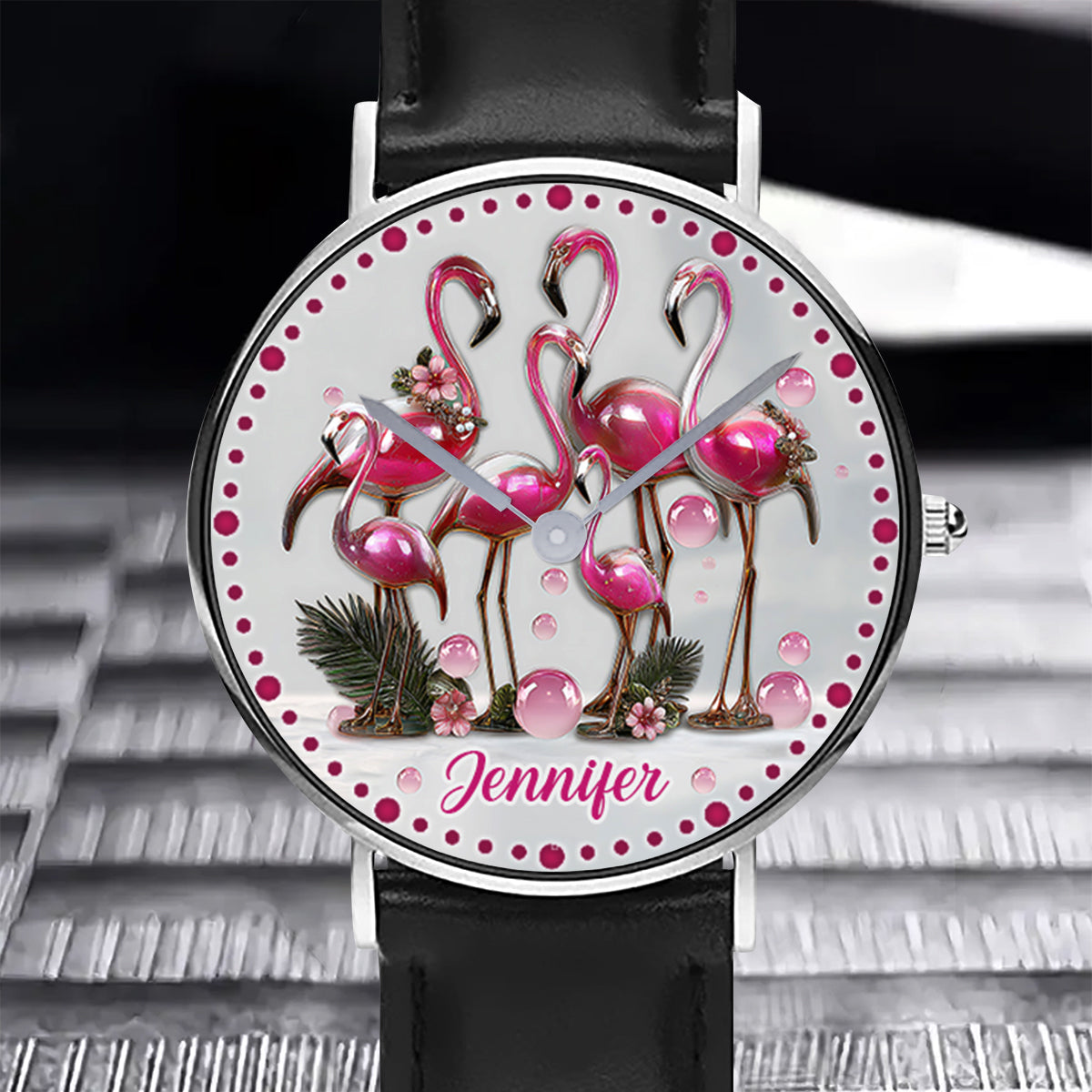 Elegant Flamingo - Personalized Flamingo Hand Watch