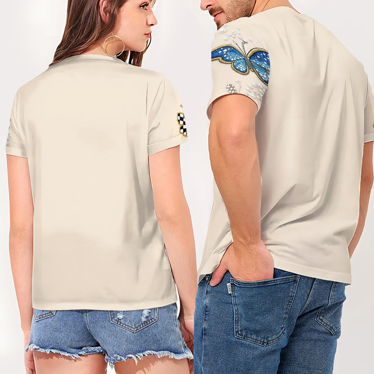 Love Butterfies - Personalized Butterfly Fully Printed V-Neck T-Shirt