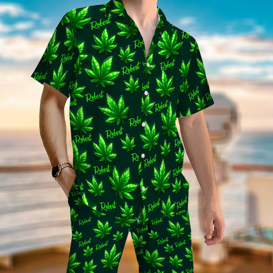 Let's Get High - Personalized Weed Hawaiian Shirt & Men Shorts