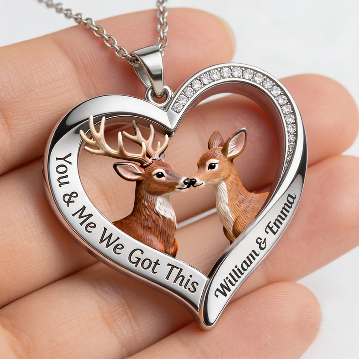 You & Me We Got This - Personalized Hunting Shaped Metal Pendant Necklace