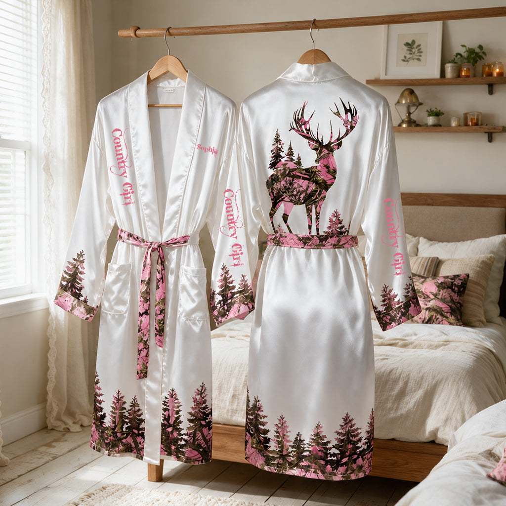Country Girl - Personalized Hunting Satin Robe