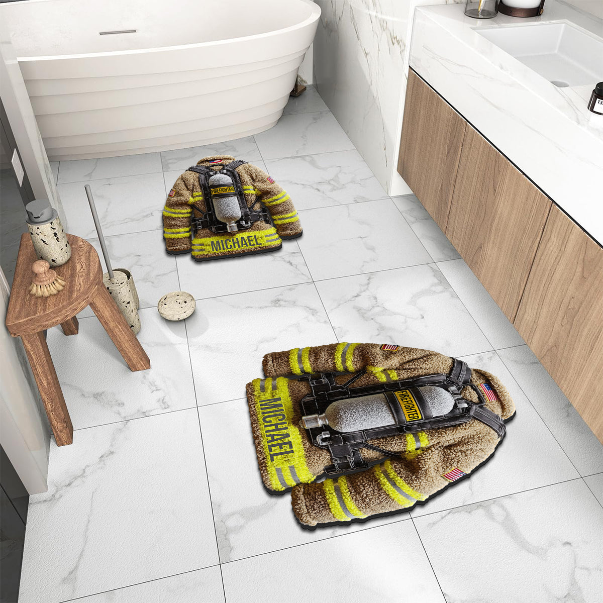 Proud Firefighter - Personalized Firefighter Non-Slip Tufted Rug