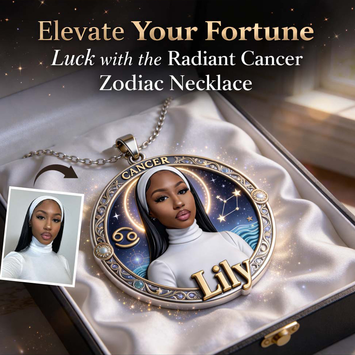 Horoscope Sign, Lucky Charm - Personalized Horoscope Shaped Metal Pendant Necklace