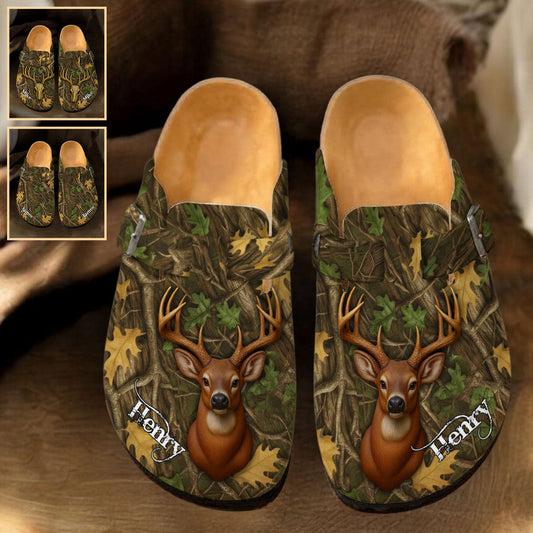 Deer Hunting, Tree Camo Pattern, Hunter Gifts - Personalized Hunting Clogs With Arch Support