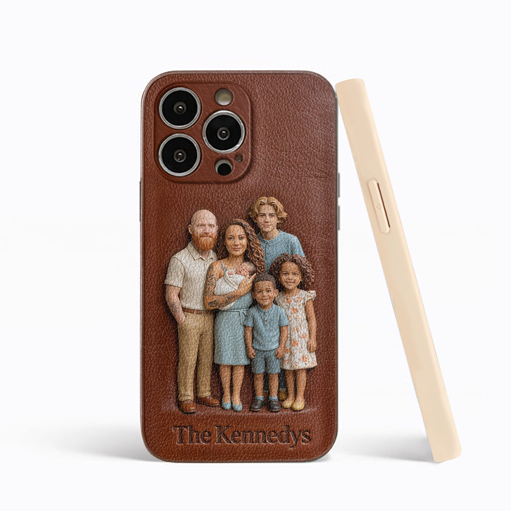 Custom Any Photo - Personalized Family Leather Phone Case