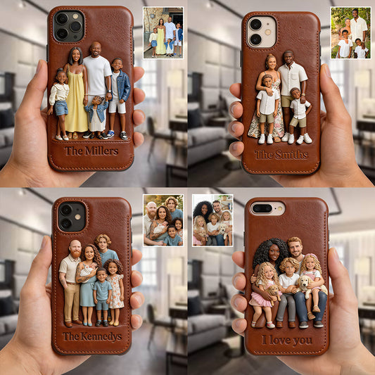 Custom Any Photo - Personalized Family Leather Phone Case