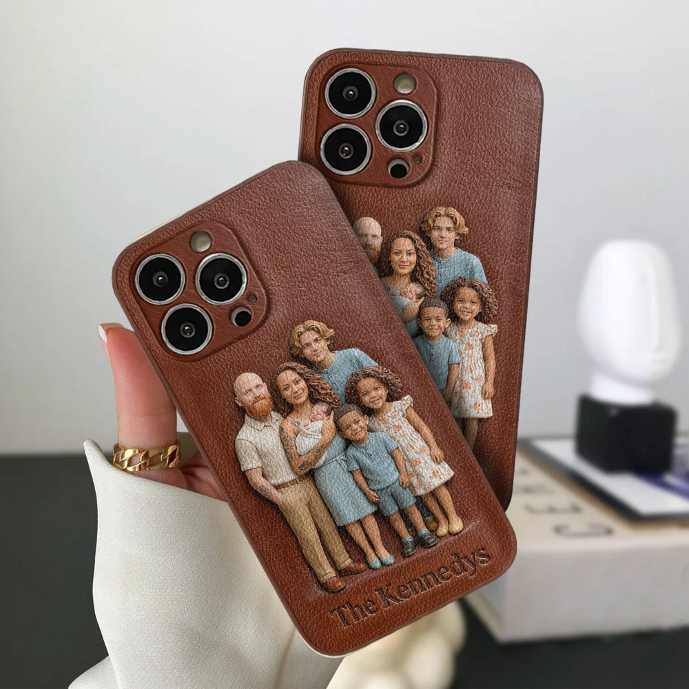 Custom Any Photo - Personalized Family Leather Phone Case