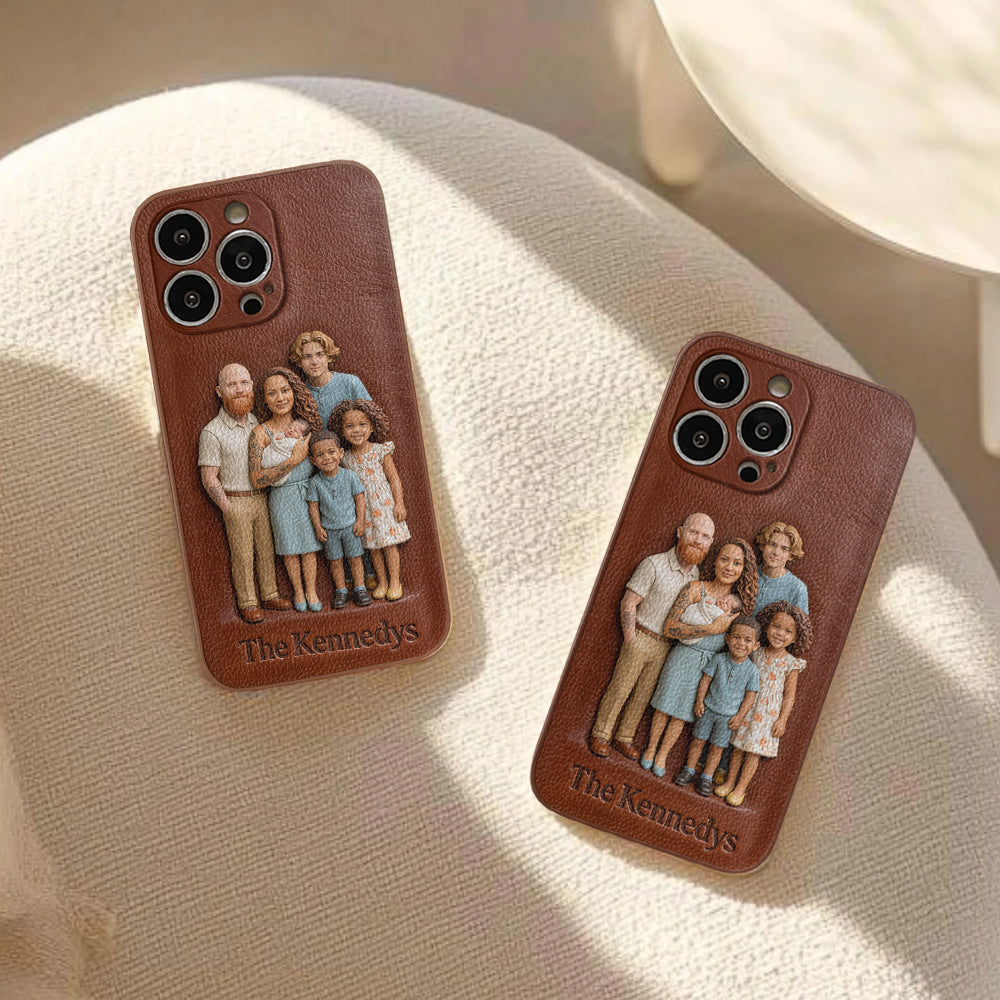 Custom Any Photo - Personalized Family Leather Phone Case