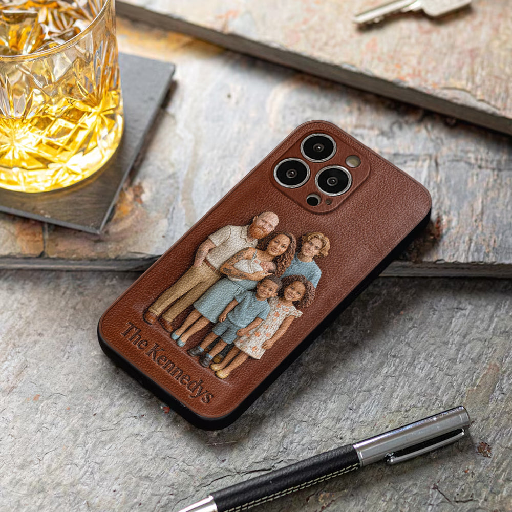 Custom Any Photo - Personalized Family Leather Phone Case
