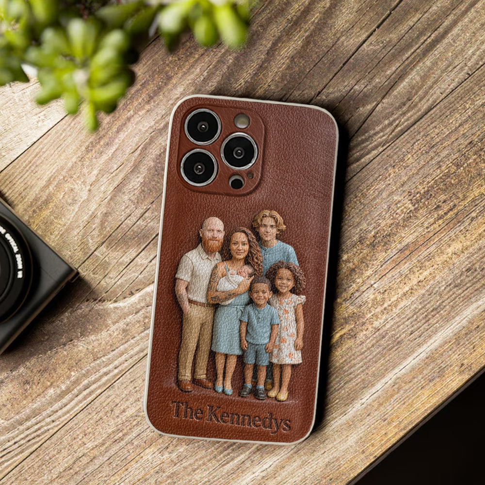 Custom Any Photo - Personalized Family Leather Phone Case