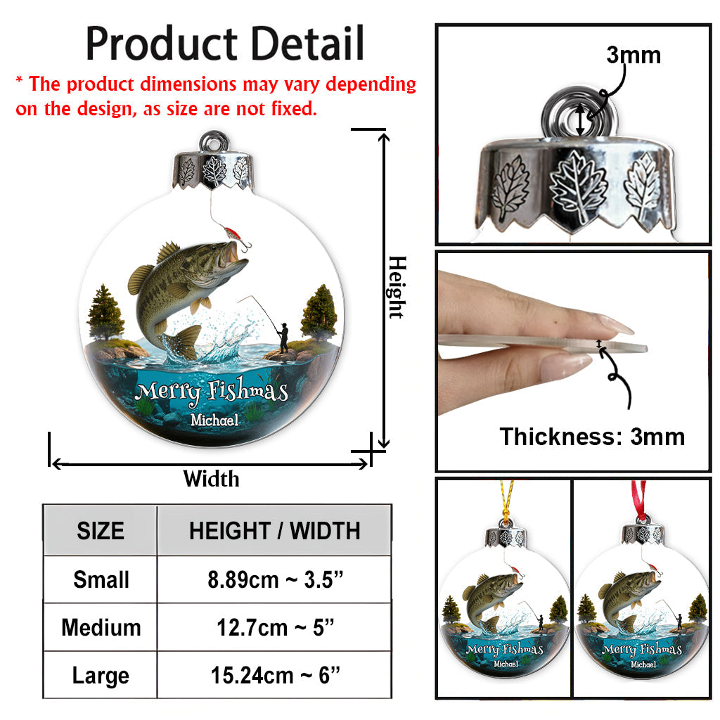 Merry Fishmas - Personalized Fishing Transparent Ornament