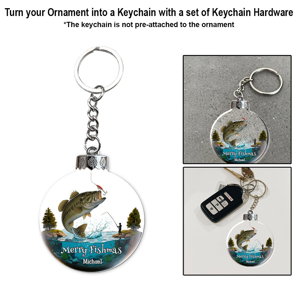 Merry Fishmas - Personalized Fishing Transparent Ornament