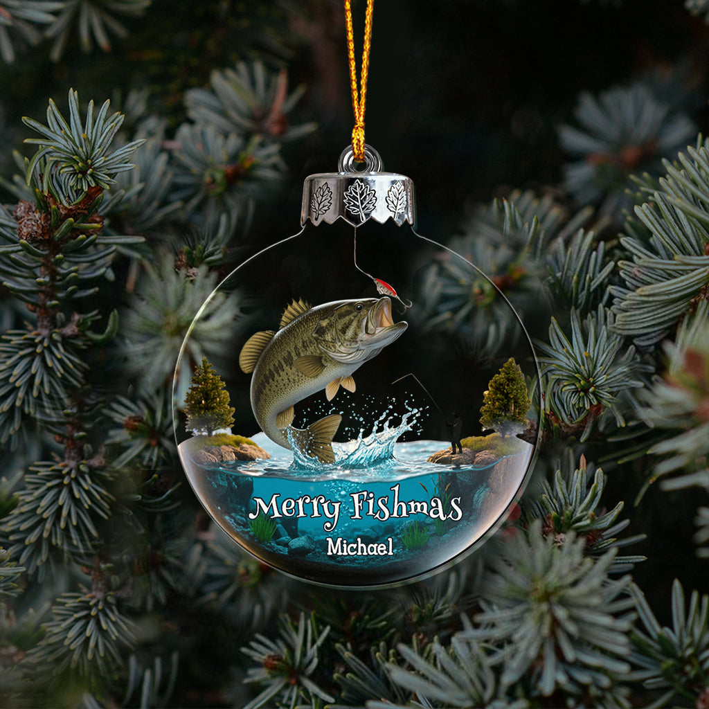 Merry Fishmas - Personalized Fishing Transparent Ornament