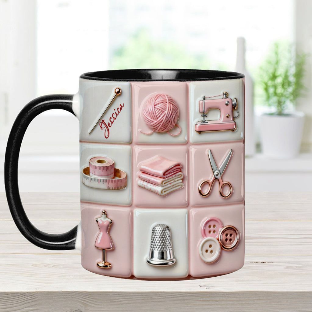 Love Sewing Pink - Personalized Sewing Accent Mug