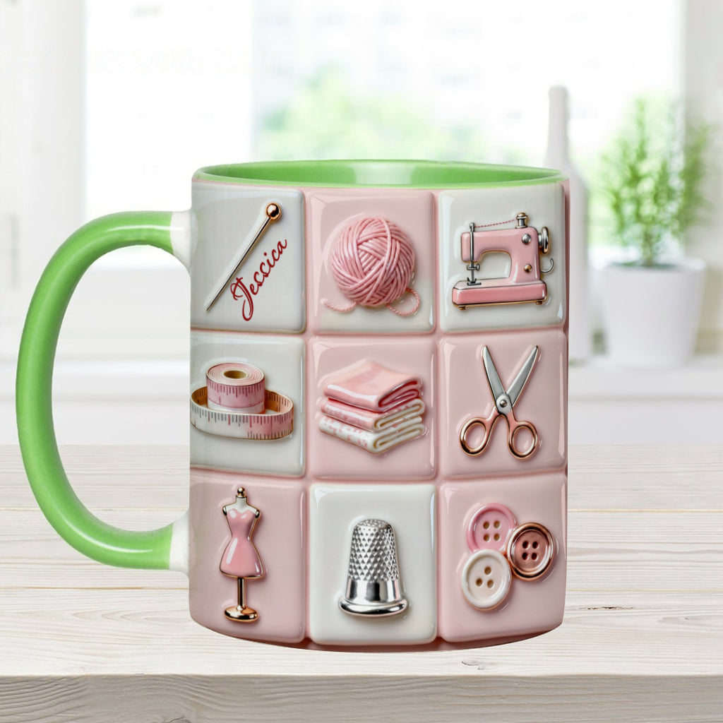 Love Sewing Pink - Personalized Sewing Accent Mug