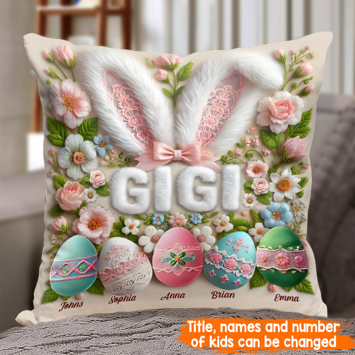 Easter Bunny - Personalized Grandma Throw Pillow
