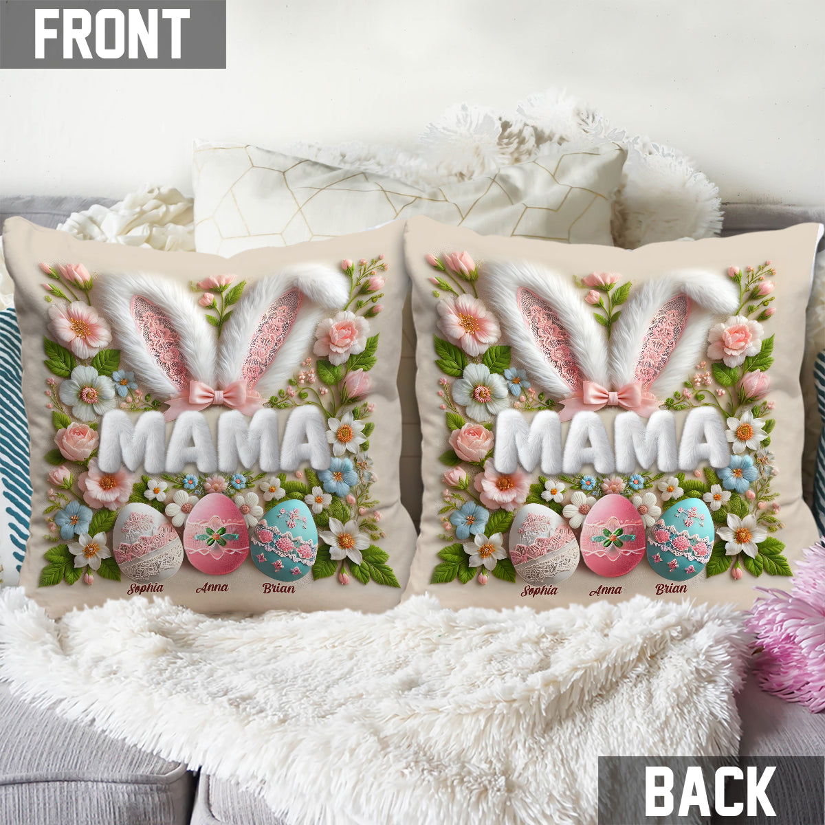 Easter Bunny - Personalized Grandma Throw Pillow