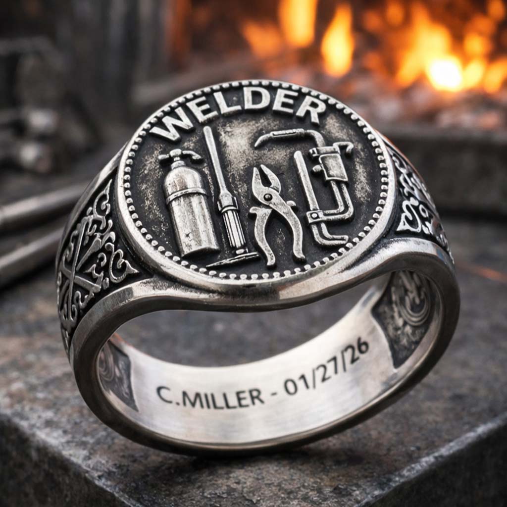 Strong Welder - Personalized Welder Signet Ring