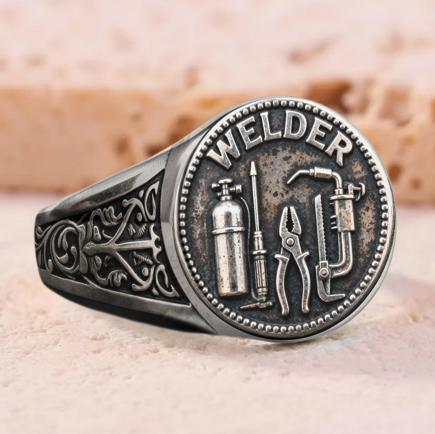Strong Welder - Personalized Welder Signet Ring
