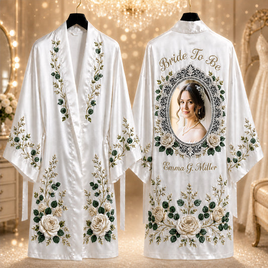 Any Photo Bride To Be Initial - Personalized wedding Satin Robe