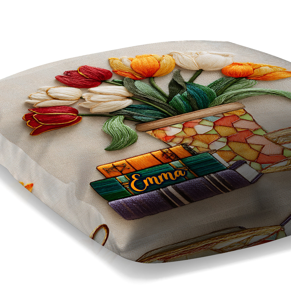 Books And Flowers - Personalized Book Throw Pillow