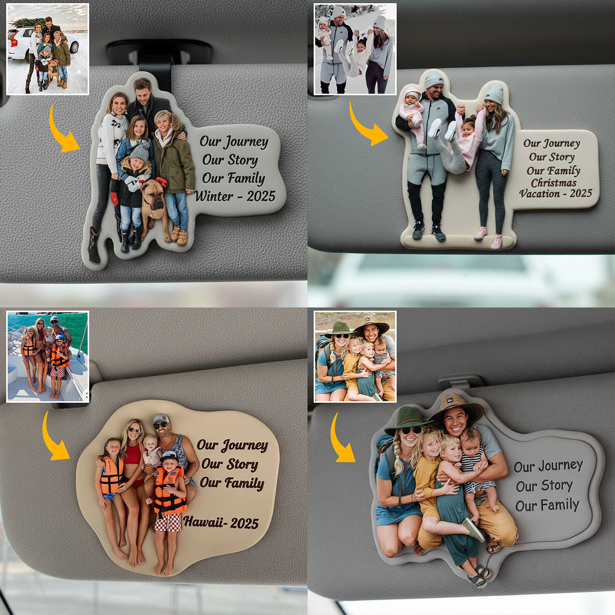 Custom Photo - Personalized Family Shaped Car Visor Clip