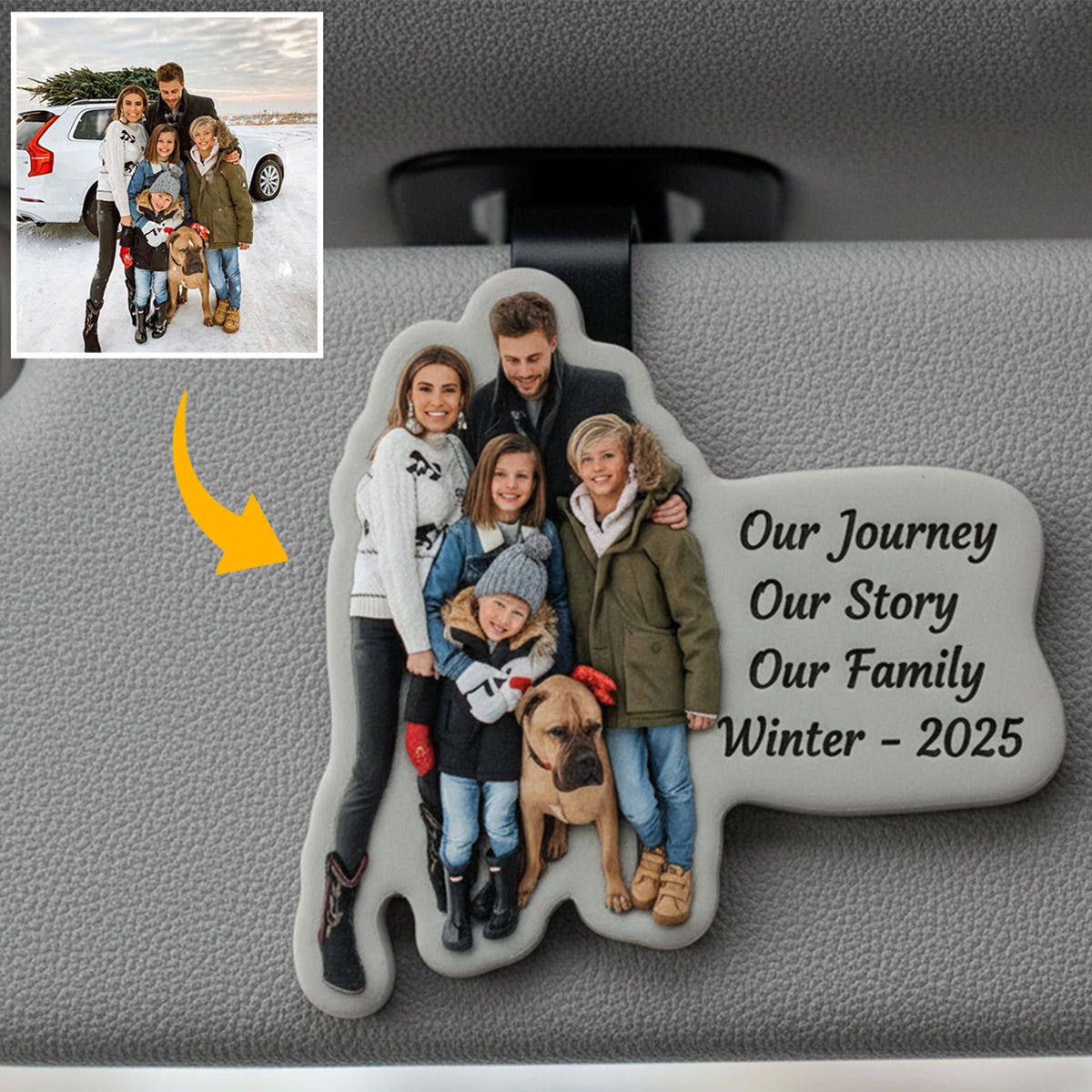 Custom Photo - Personalized Family Shaped Car Visor Clip