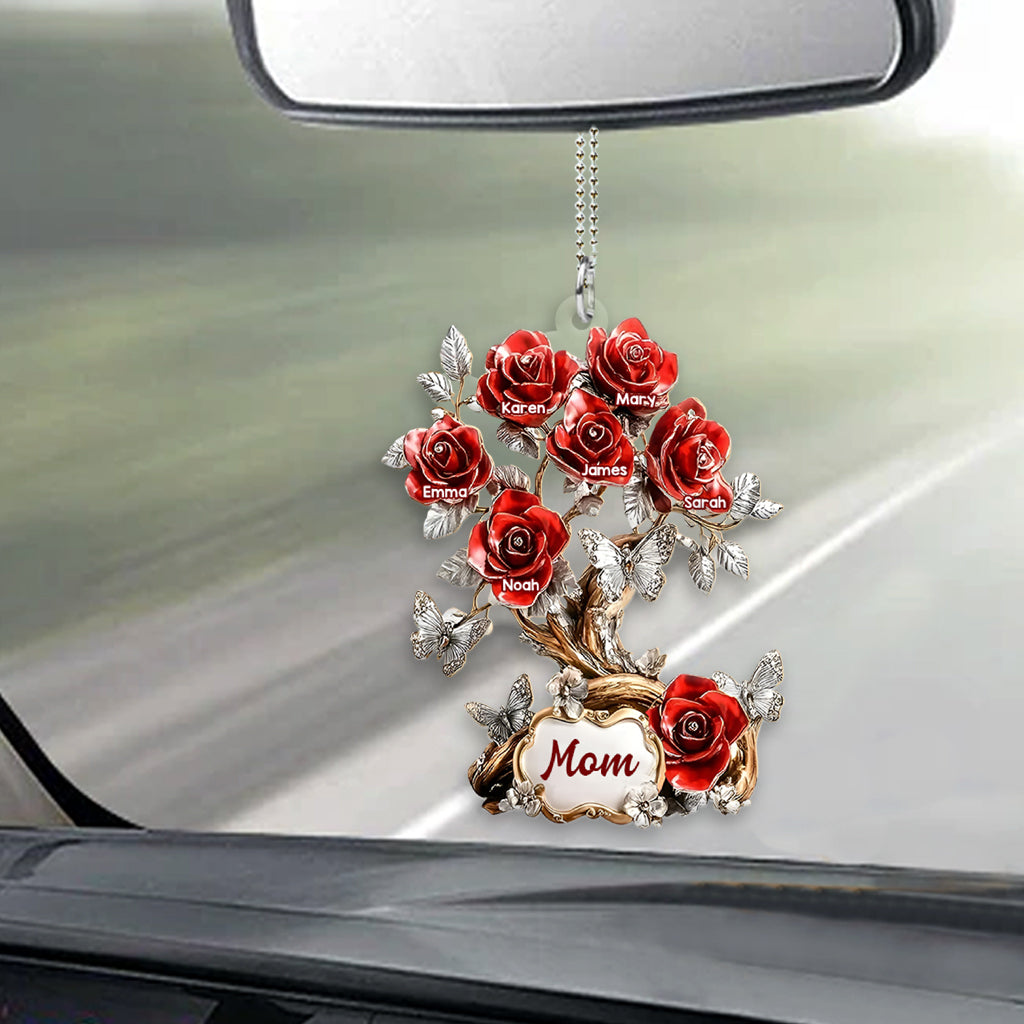 Flowers For Mom Grandma - Personalized Mother Transparent Car Ornament