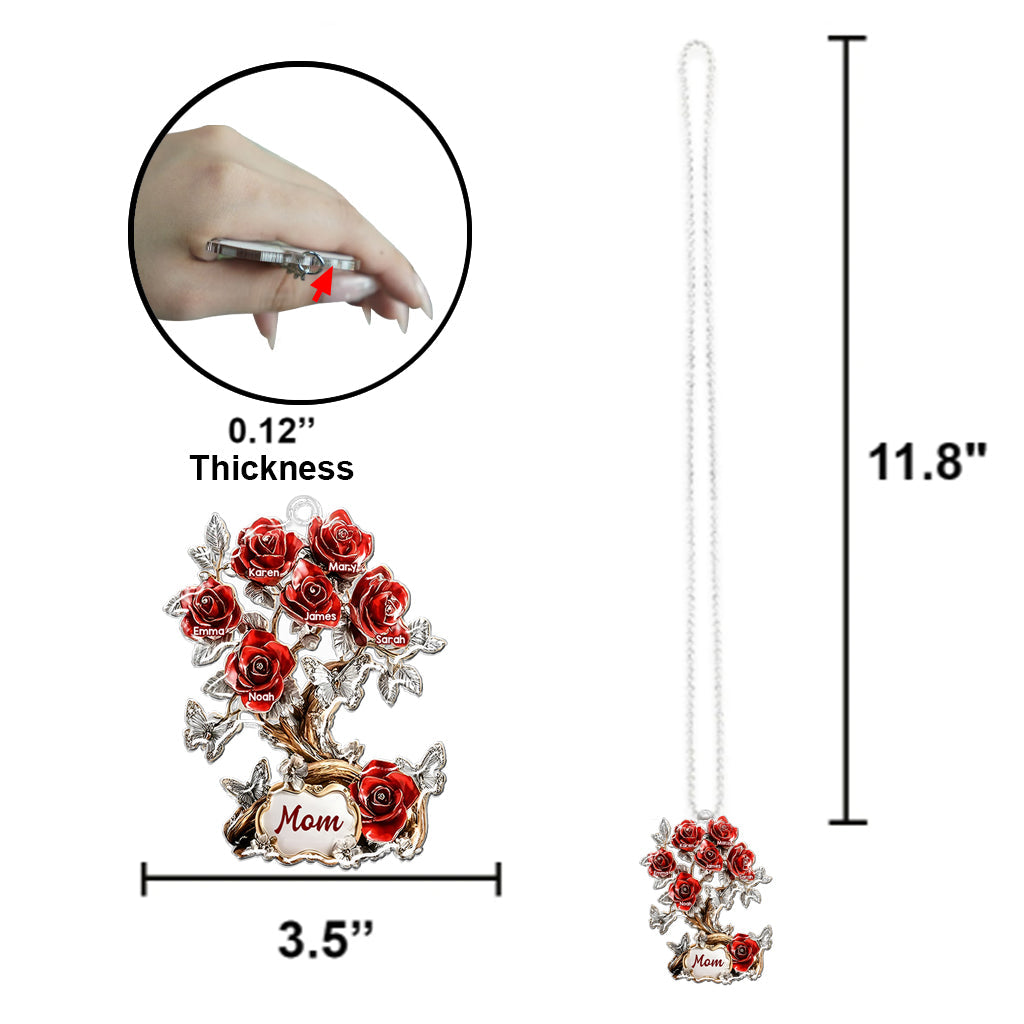 Flowers For Mom Grandma - Personalized Mother Transparent Car Ornament