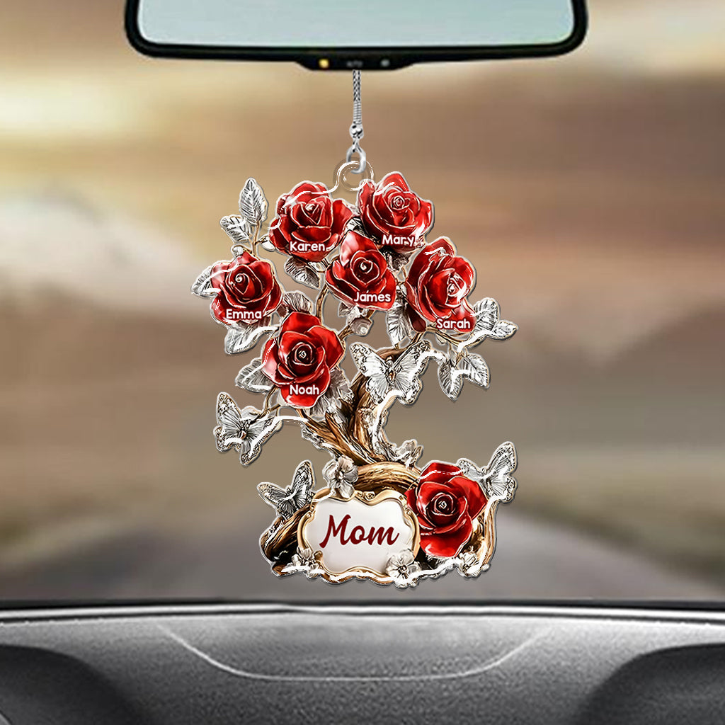 Flowers For Mom Grandma - Personalized Mother Transparent Car Ornament